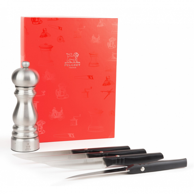 Gift Set: Paris 18cm Pepper Mill + 4 Steak Knives - 1