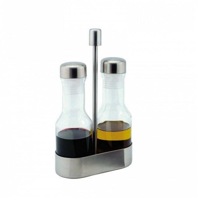 Set of Oil and Vinegar Bottles on a Stand - 1