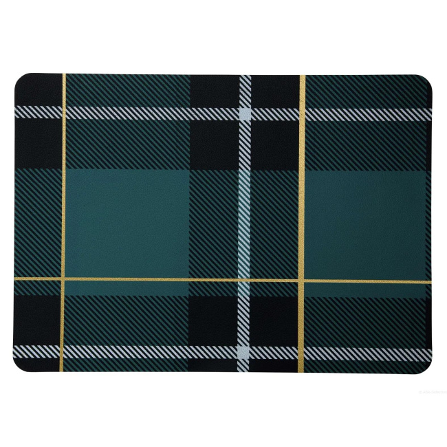 Green Checkered Leather Optic Placemat 46x33cm