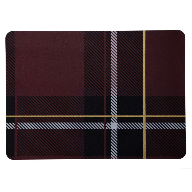 Red Checkered Leather Optic Placemat 46x33cm