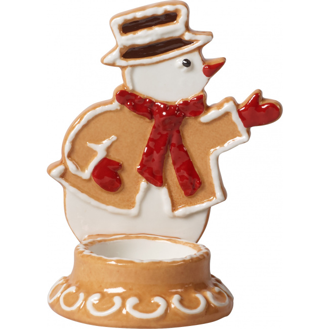 Gingerbread Snowman Candleholder Winter Bakery Decoration 11x7cm - 1