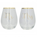 Set of 2 Mr & Mrs Wine Glasses 590ml - 1