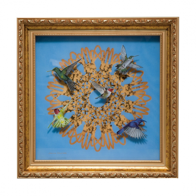 Hummingbirds Painting 35x35cm - 1
