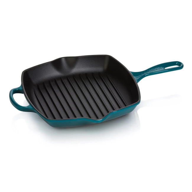 Deep Teal Cast Iron Grill Pan 26cm