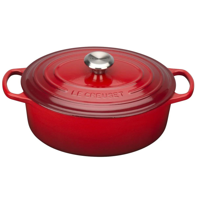 Oval Cast Iron Roasting Pan 29cm 4.7l Cherry
