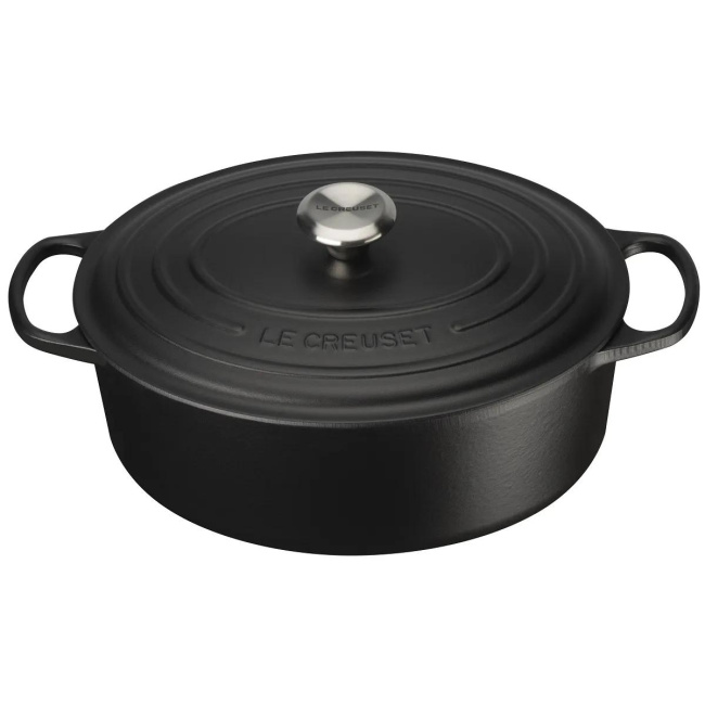 Oval Cast Iron Roasting Pan 31cm 6.3l Black