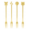 Party Fashion Antique Gold Cocktail Fork Set 4 pieces - 1