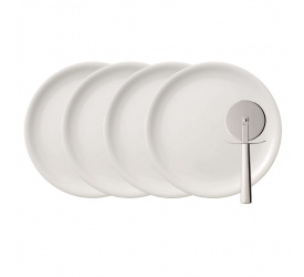 Komplet 4 talerzy z nożem Dune do pizzy