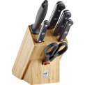 Set of 4 Gourmet Knives in Block + Sharpener + Scissors - 1