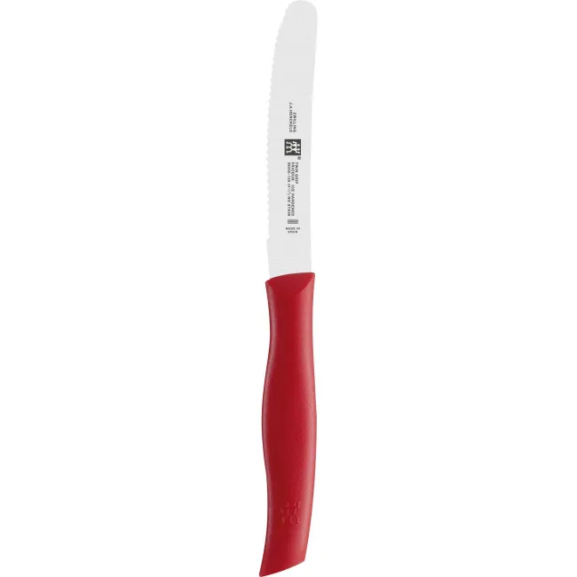Twin Grip Universal Serrated Knife 12cm Red - 1