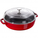 Red 28cm Cast Iron Braising Pan with Lid