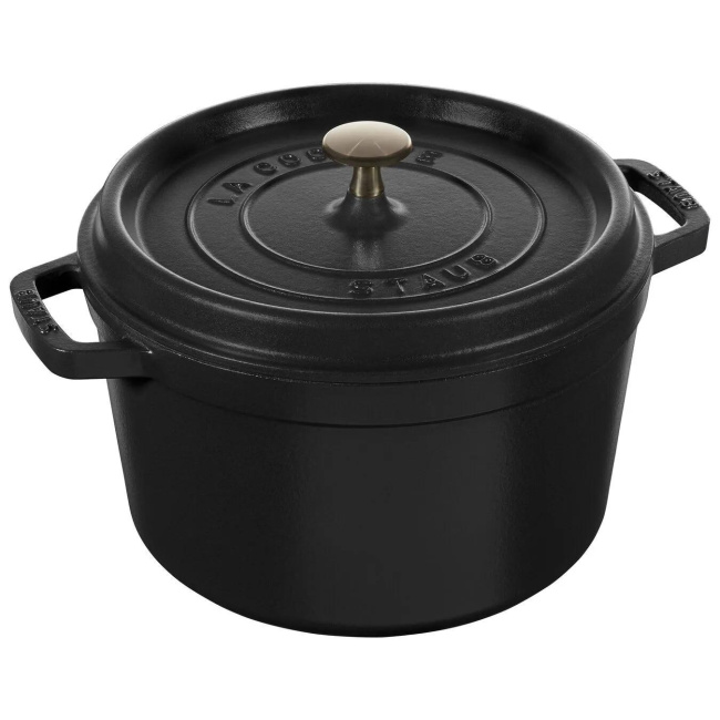Black 4.8L Cocotte Cast Iron Pot 24cm
