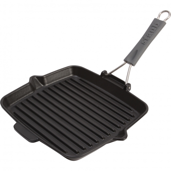 Black 24cm Foldable Cast Iron Grill Pan