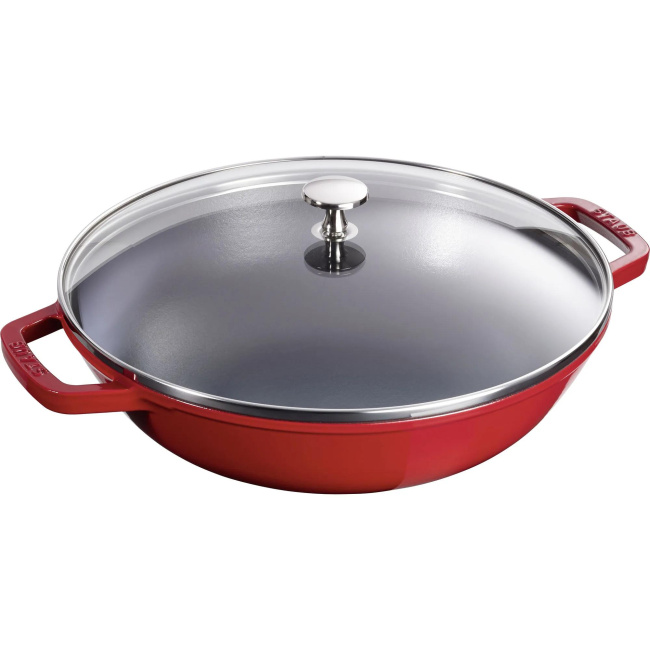 Katon Iron Wok 30cm with Lid Red