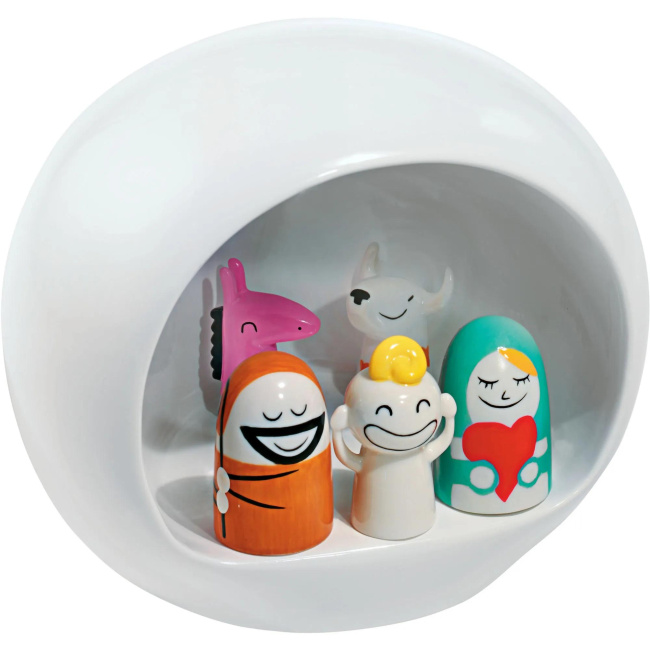 White Nativity Scene with Figures
