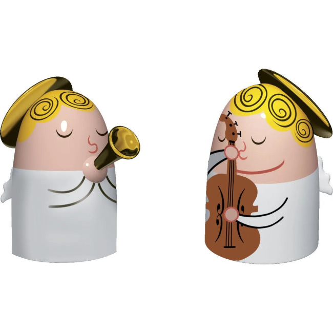 Set of 2 Angel Figures with Trumpet and Violin