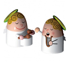 Komplet 2 figurek - aniołki z bębenkiem i harfą