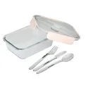 Lunchbox szklany 900ml+ sztućce grey - 3