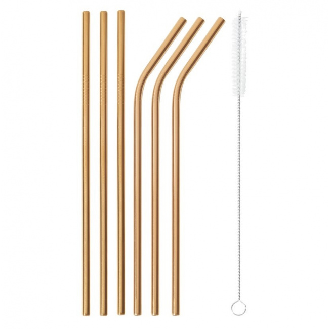 Set of 6 Straws + Brush Copper