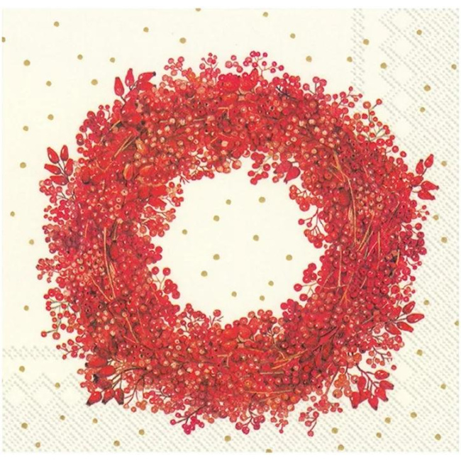 Napkins 25x25cm Berry Wreath 20 pieces