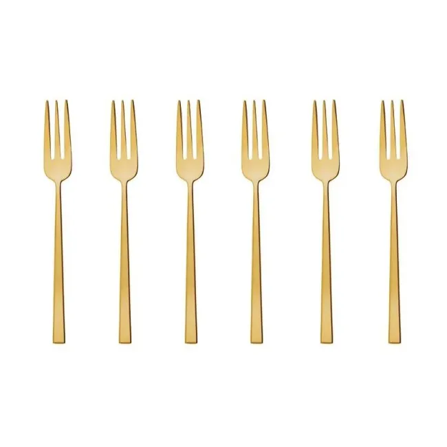 Set of 6 Rock PVD Gold Dessert Forks - 1