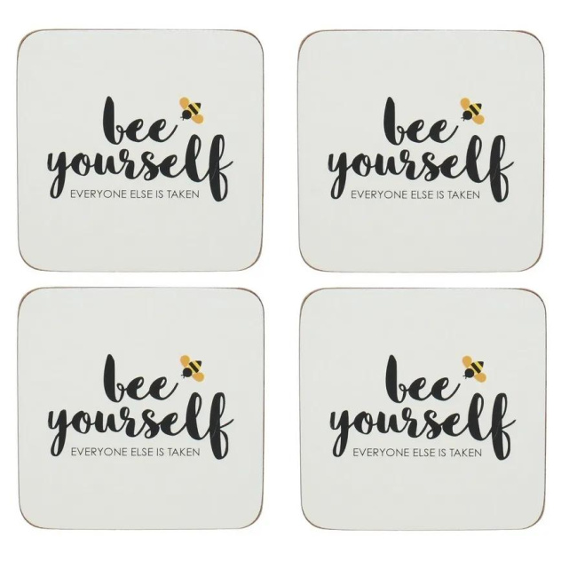Bee Yourself Coasters Set of 4 10x10cm