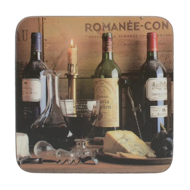 Set of 6 Vintage Wine 10x10cm Coasters