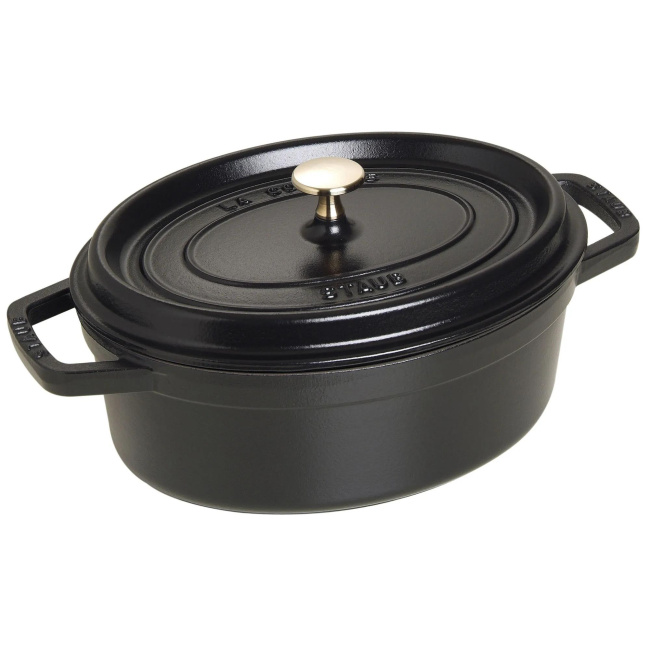 Oval Cocotte Cast Iron Pot 3.2L 27cm Black