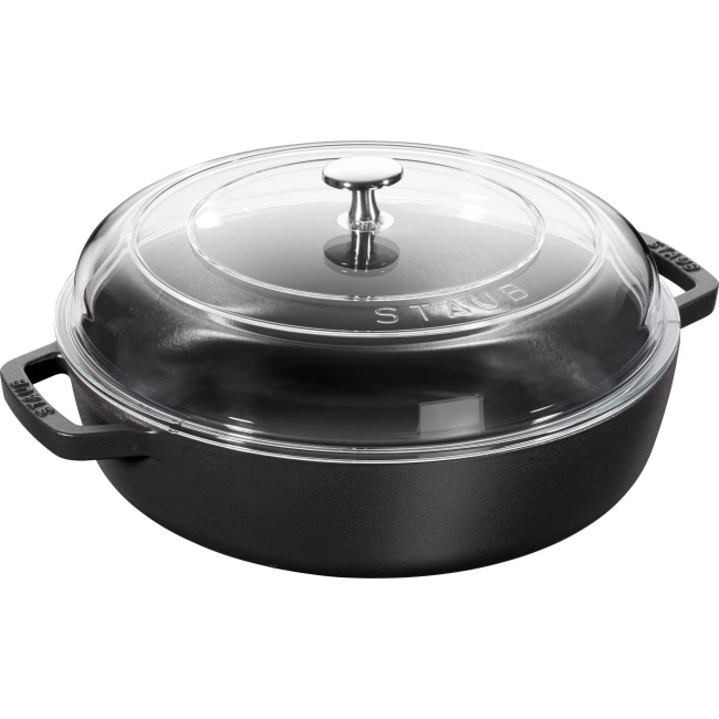 Cast Iron Pan 24cm with Lid Black
