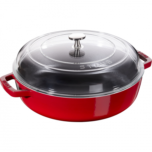 Cast Iron Pan 24cm with Lid Red