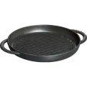 Patelnia żeliwna grillowa 26cm z dwoma uchwytami czarna - 1