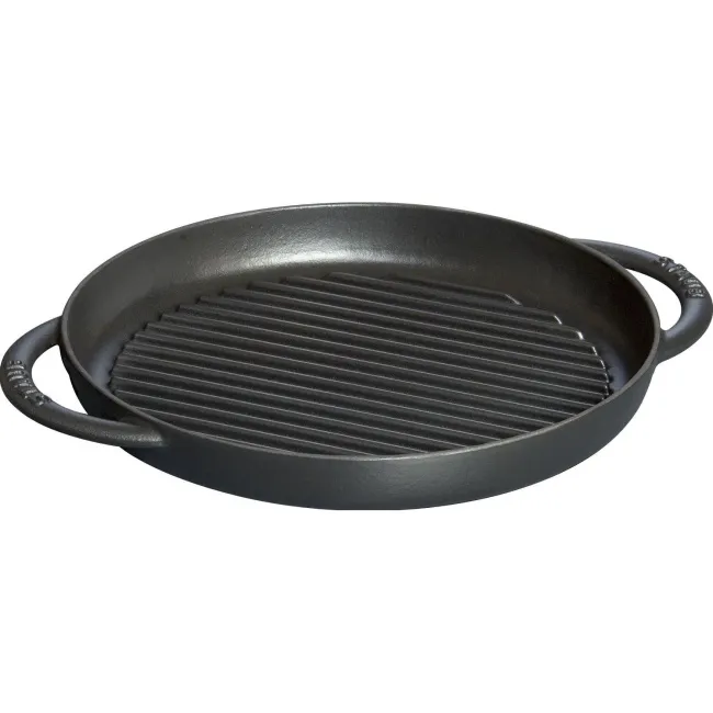 Patelnia żeliwna grillowa 26cm z dwoma uchwytami czarna