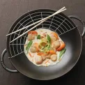 Wok żeliwny 37cm z pokrywką czarny - 3
