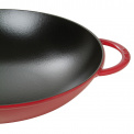 Cast Iron Wok 37cm with Lid Red - 2