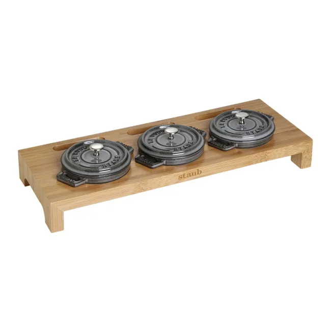 Stojak na 3 mini Cocotte drewniany