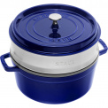 Cocotte Cast Iron Pot 26cm 5.2L with Insert Blue