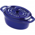 Oval Mini Cocotte Cast Iron Pot 200ml Blue - 1