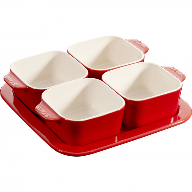 Serving Set for Appetizers - 5 pieces Red - 1