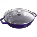 Cast Iron Wok 30cm with Lid Blue - 2