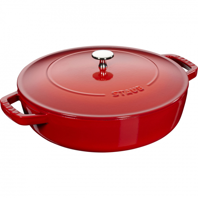 Cast Iron Braising Pan with Lid 28cm Red