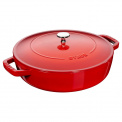 Cast Iron Braising Pan with Lid 24cm Red - 1