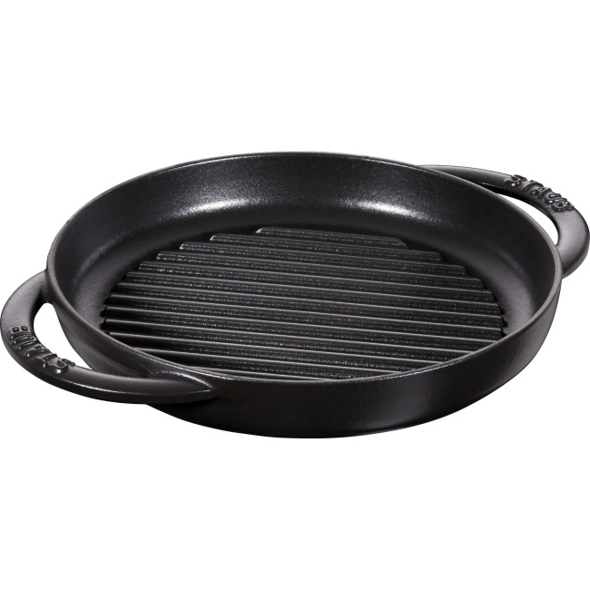 Patelnia żeliwna 22cm grillowa z dwoma uchwytami czarna
