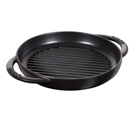 Patelnia żeliwna 22cm grillowa z dwoma uchwytami czarna