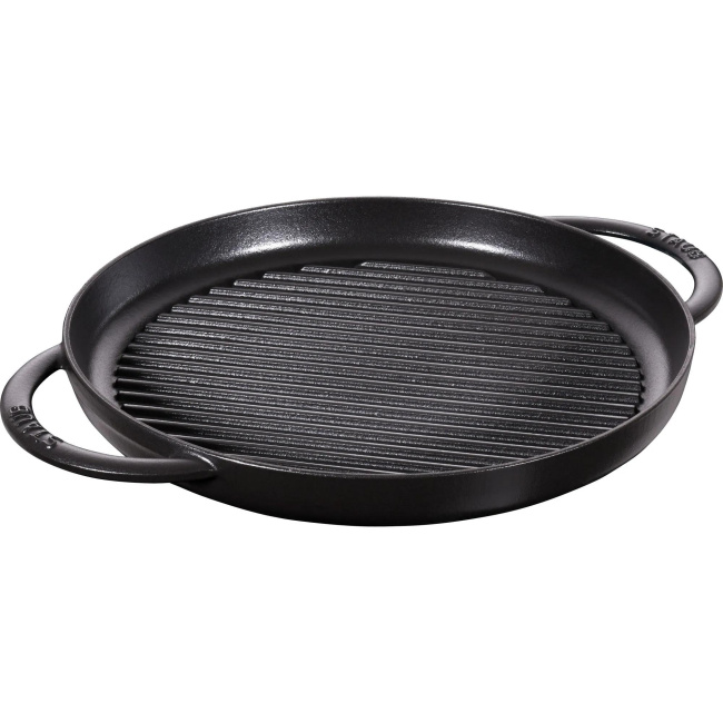 Patelnia żeliwna 30cm grillowa z dwoma uchwytami czarna