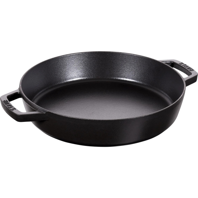 Patelnia żeliwna 26cm z dwoma uchwytami czarna