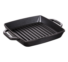 Patelnia żeliwna 23cm grillowa z dwoma uchwytami czarna