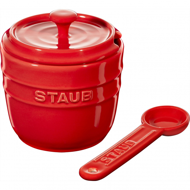 Salt Container with Spoon Storage 9cm Red - 1