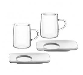 Komplet 2 filiżanek ze spodkiem Solo 300ml do kawy/herbaty