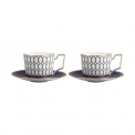 Set of 2 Renaissance Gold 250ml Tea Cups with Saucers - 1