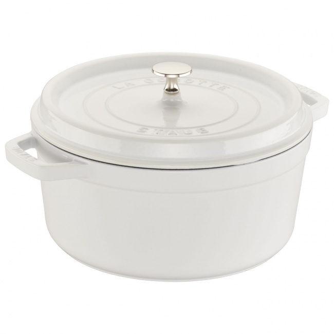 White Cocotte Cast Iron Pot 5.2L 26cm - 1